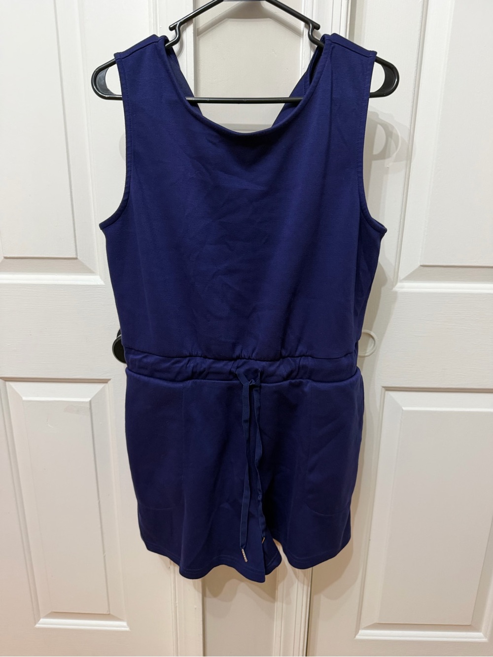 Women's Navy Blue Sleeveless Drawstring Romper